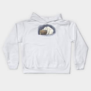 Sleeping polar bear, watercolor art Kids Hoodie